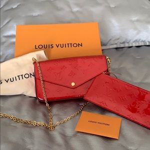 Louis Vuitton red patent leather crossbody bag